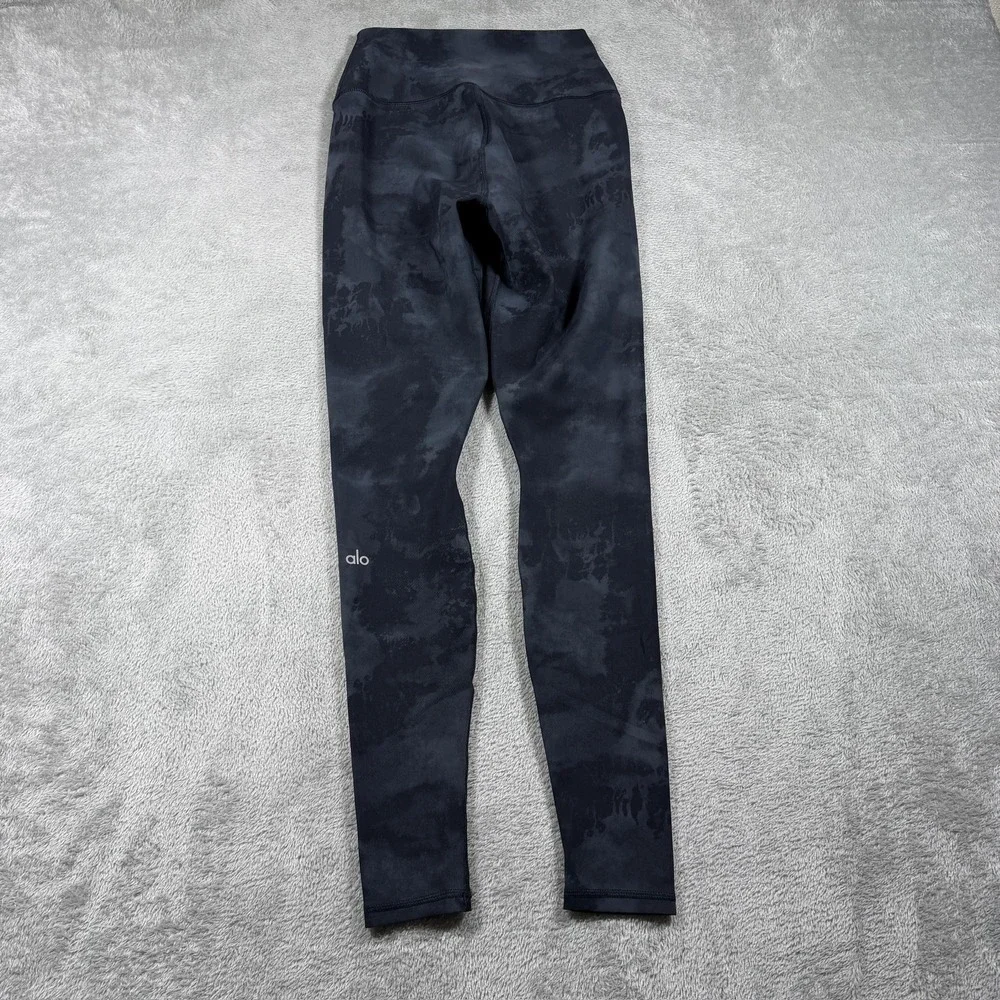 Alo Yoga High Waist Vapor Leggings Womens XS Black Tie Dye Ankle Pants Gym